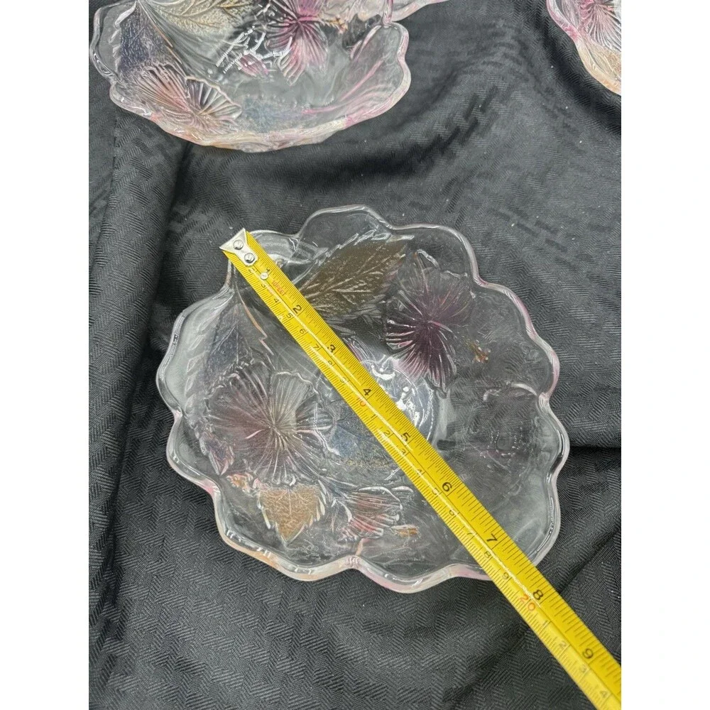 Mikasa Studio Nova Crystal Embossed Floral Pattern 8 Inch Serving Bowl & 4 Bowls